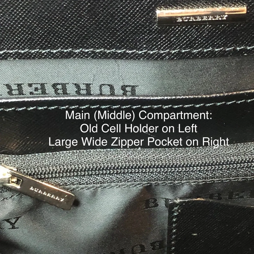 BURBERRY Black Saffiano Leather Briefcase Silver Lock Clochette Key Fully Lined